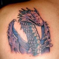 Great purple dragon tattoo on shoulder - Tattooimages.biz