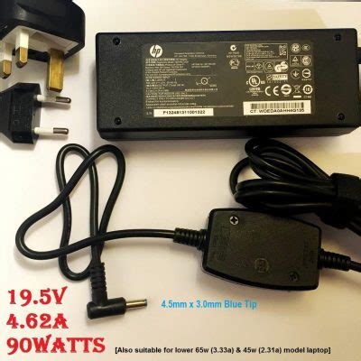 90W Power Supply for HP Notebook,19.5v 4.62a, 4.5*3.0mm Blue Tip ...