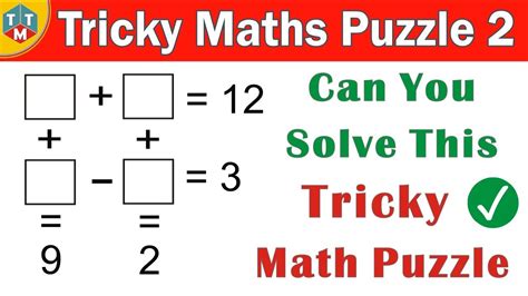 Tricky Maths Puzzle 2 || Can You Solve This Tricky Math Puzzle || Maths Puzzle 💯 by Maths Logic ...