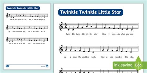 FREE! - Twinkle Twinkle Little Star Piano Sheet Music