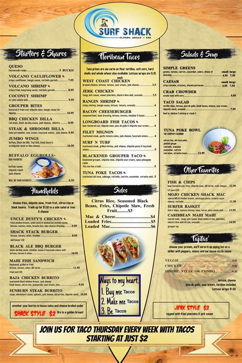 Food Menu - Surf Shack Coastal Kitchen