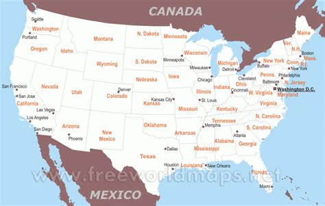 United States Map With State Names Printable