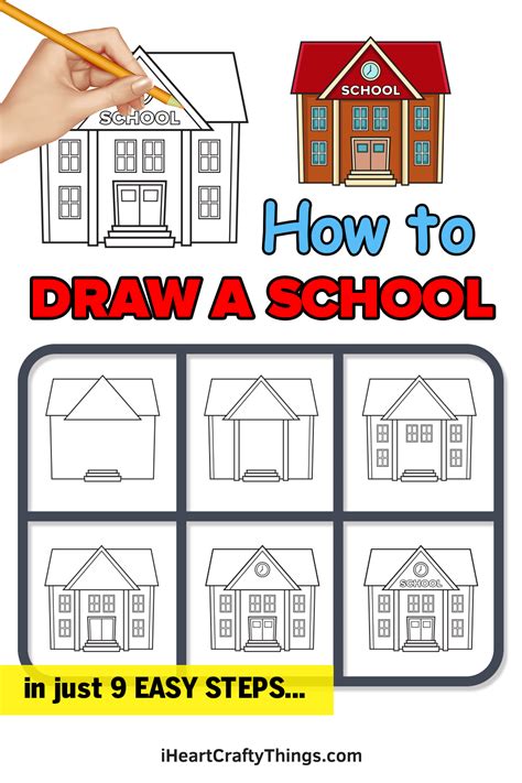 School Drawing - How To Draw A School Step By Step