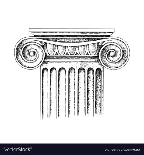 Hand drawn capital ionic order Royalty Free Vector Image