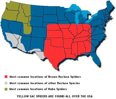 Brown Recluse (and their desert subspecies) and Hobo Spider Range map ...