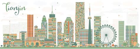 Abstract Tianjin Skyline with Color Buildings. 10795447 Vector Art at Vecteezy