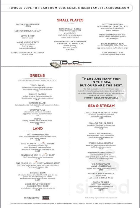 Char Steakhouse and Oyster Bar menu in Springfield, Missouri, USA