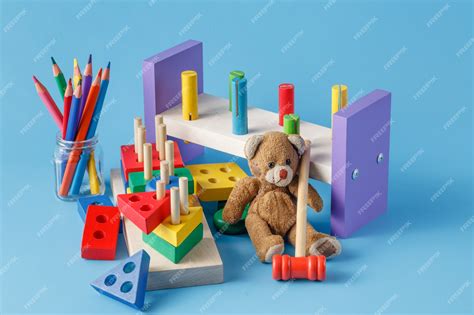 Premium Photo | Colorful wooden toy building blocks