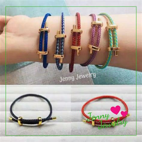 Jual gelang tangan wanita tali kawat wire rope liontin emas - Jakarta Utara - jenny jewelry ...