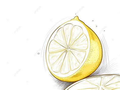 Draw Illustration Of Yellow Lemon Slice, Line Art Lemon PNG Transparent ...