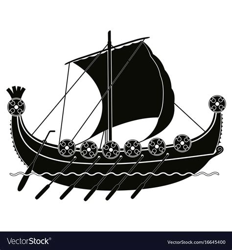 Viking ship with oars and shields Royalty Free Vector Image