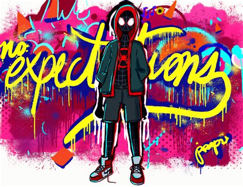 Spider man into the spider verse expectations graffiti wallpaper - dastfo