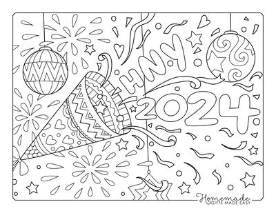 Happy New Year 2024 Coloring Pages - Bev Karlie