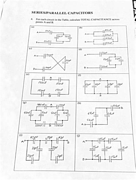 Solved SERIES/PARALLEL CAPACITORS 4. For each circuit in the | Chegg.com