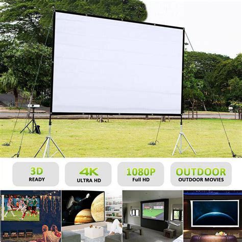 120" Projector Screen w/ Stand Home Outdoor Screens Cinema Portable 4K ...