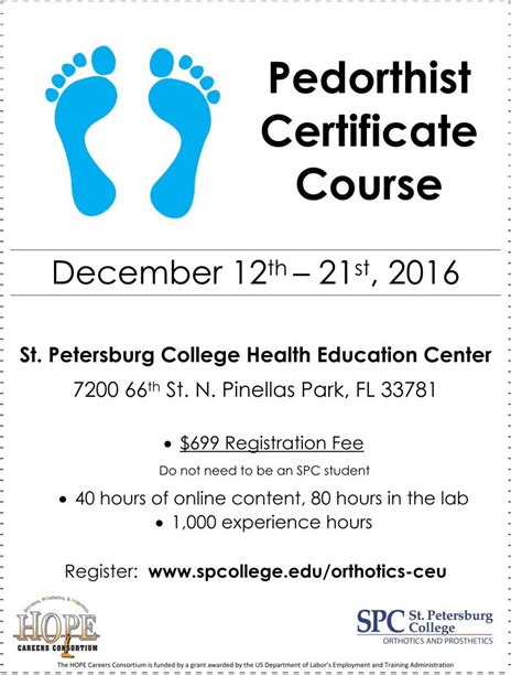 spc-pedorthist-certification - Health Sciences and Veterinary Nursing