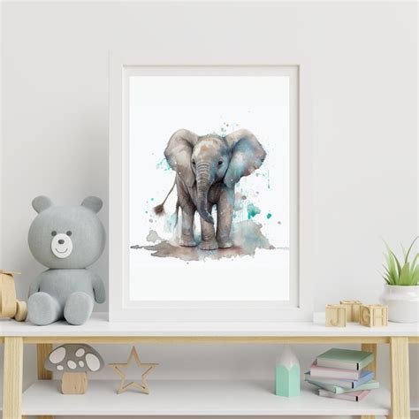 Cute Baby Elephant Watercolor Art, Digital Download, Forest Animal - Etsy