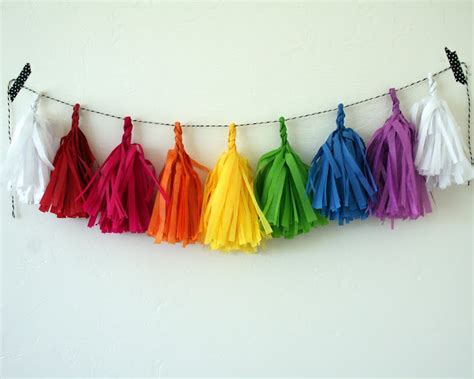 Tied Ribbon: rainbow tassel garland