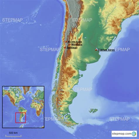 StepMap - Aconcagua - Landkarte für Argentina