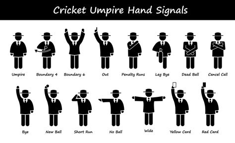 Cricket Umpire Referee Judge Ref Uniform Outfit Official Hand Signals Sign Gestures Rules ...