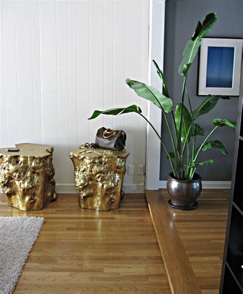 golden stumps side tables+gold stools | www.lovemaegan.com | Maegan Tintari | Flickr