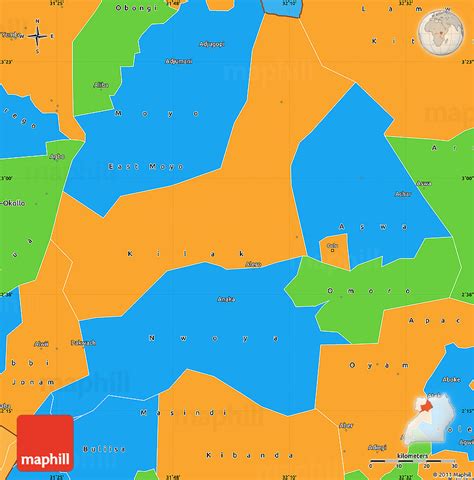 Political Simple Map of Gulu