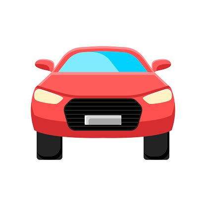 Front View Of Red Car Vector Illustration Stock Illustration - Download ...