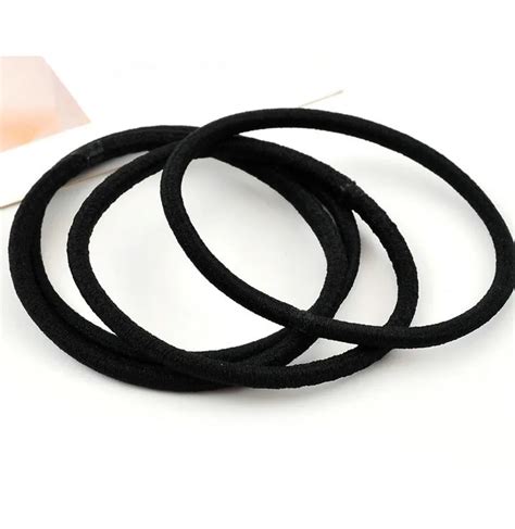 100pcs/lot Black Color Rope Elastic Hair Ties 4mm Thick Hairbands Girl's Hair Bands J004-in ...