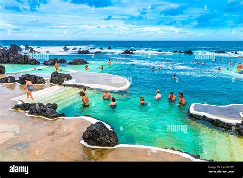 Natural lava swimming pools at Porto Moniz, Madeira, Portugal Stock ...