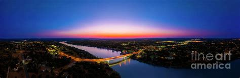 A gorgeous sunset falls on the bridge over Lake Marble Falls Photograph ...