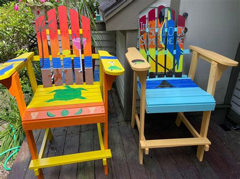 Adirondack Chair Bar Height Custom Colors Margaritaville Beach Hand Painted Bright Colors Parrot ...