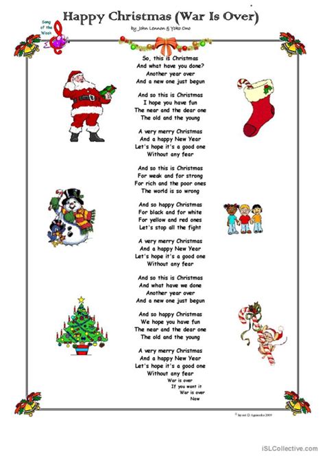 Happy Christmas (War Is Over) by Joh…: English ESL worksheets pdf & doc