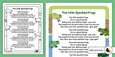 Five Little Speckled Frogs Nursery Rhyme Poster - Twinkl