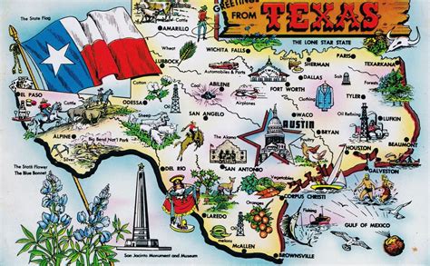 Postcard Vintage - Postcard Map - America Postcards - Texas States Maps ...