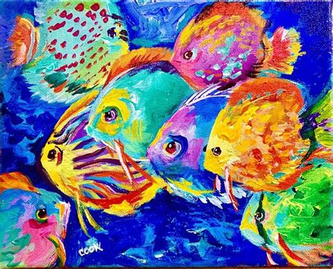 Colorful Fish Acrylic painting Tutorial | Abstract fish painting, Fish ...