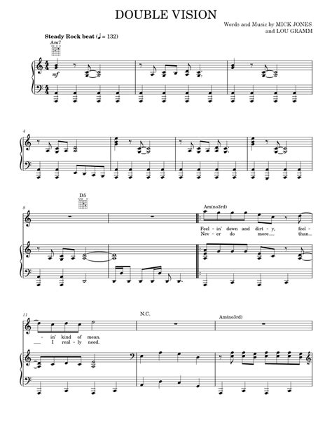 double vision Sheet music for Piano, Vocals by Foreigner Official ...