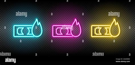 dollar, money, fire neon vector icon. Illustration neon blue, yellow, red icon set Stock Vector ...