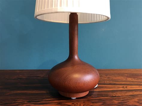 Vintage Scandinavian Wooden Table Lamp, 1960s for sale at Pamono