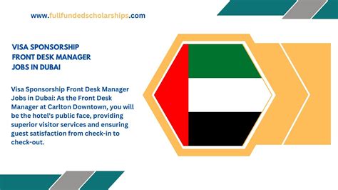 Visa Sponsorship Front Desk Manager Jobs in Dubai 2023 - Apply Now