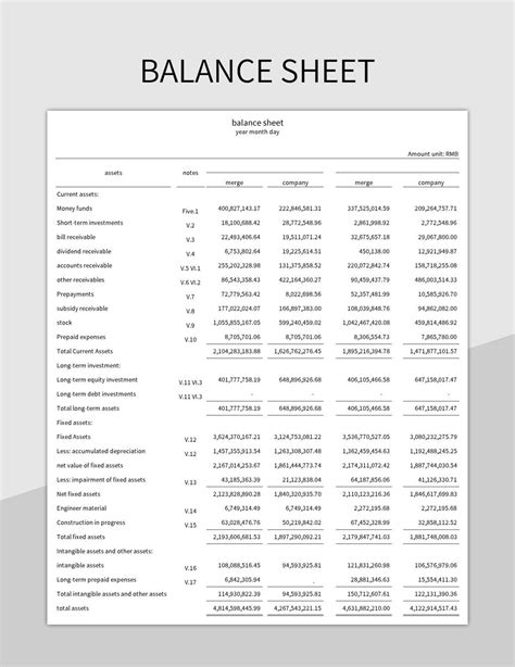 Balance Sheet Excel Template And Google Sheets File For Free Download - Slidesdocs