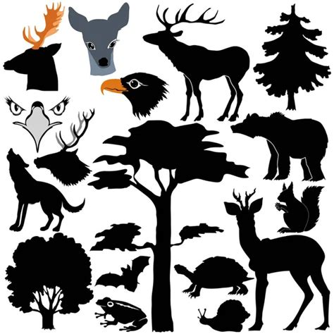 Forest animals silhouettes. — Stock Vector © taronin #123694444