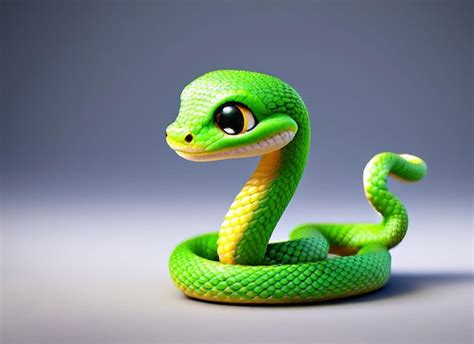 Premium Photo | A cute baby snake 3d