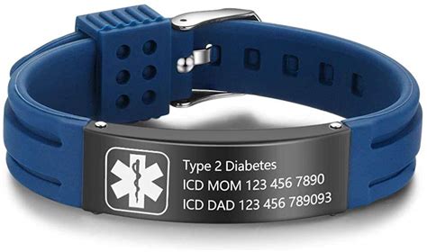 Buy Personalized Medical Alert Bracelets for Men Women Adjustable Silicone Emergency ID ...
