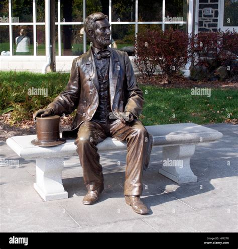 President Abraham Lincoln statue on a bench in Gettysburg Pennsylvania ...