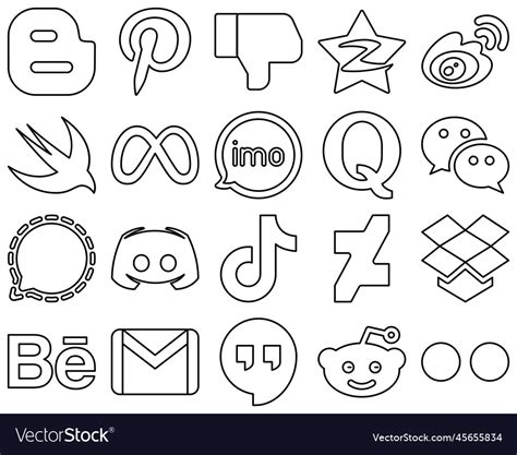 20 professional and high-quality black line Vector Image