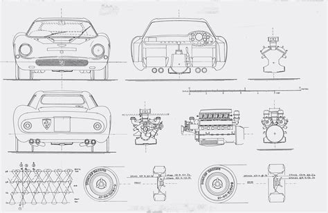 Ferrari 250 GTO Series II 1964 Blueprint - Download free blueprint for 3D modeling