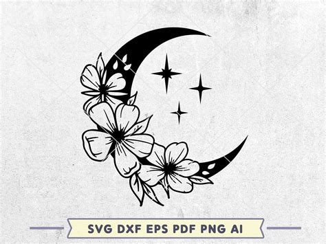 Floral Moon SVG Cut File Crescent Moon Svg for Cricut - Etsy