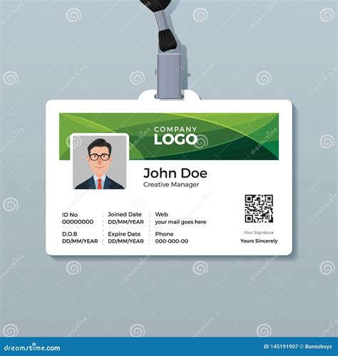 Corporate ID Card Template with Green Curve Background Stock Vector - Illustration of background ...