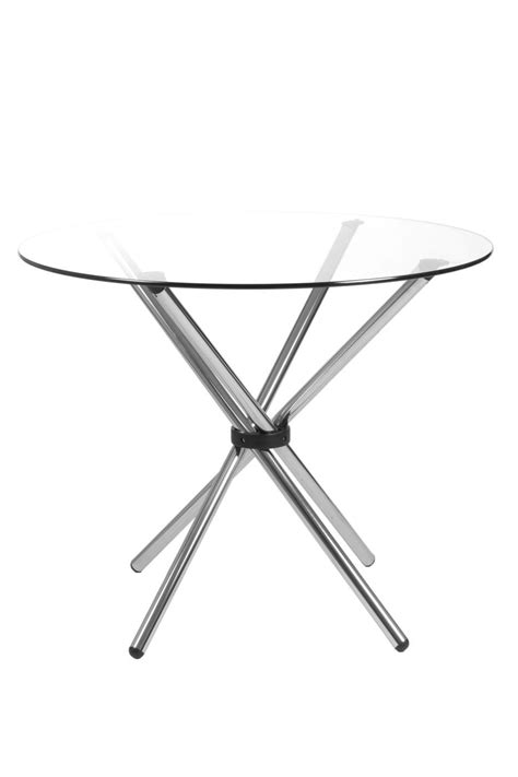 Hydra 42" Round Dining Table with Clear Tempered Glass Top and Chrome ...