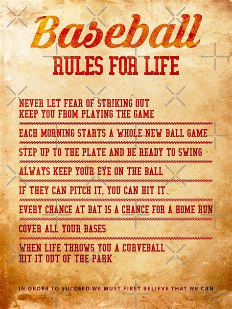 "Baseball Rules For Life Baseball Lover Baseball Player Gift Kids " Poster for Sale by ...